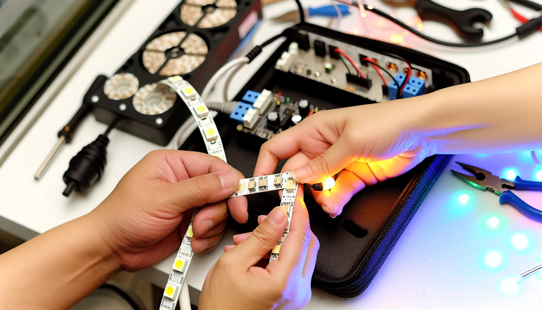 Connecting LED strip lights to a power supply